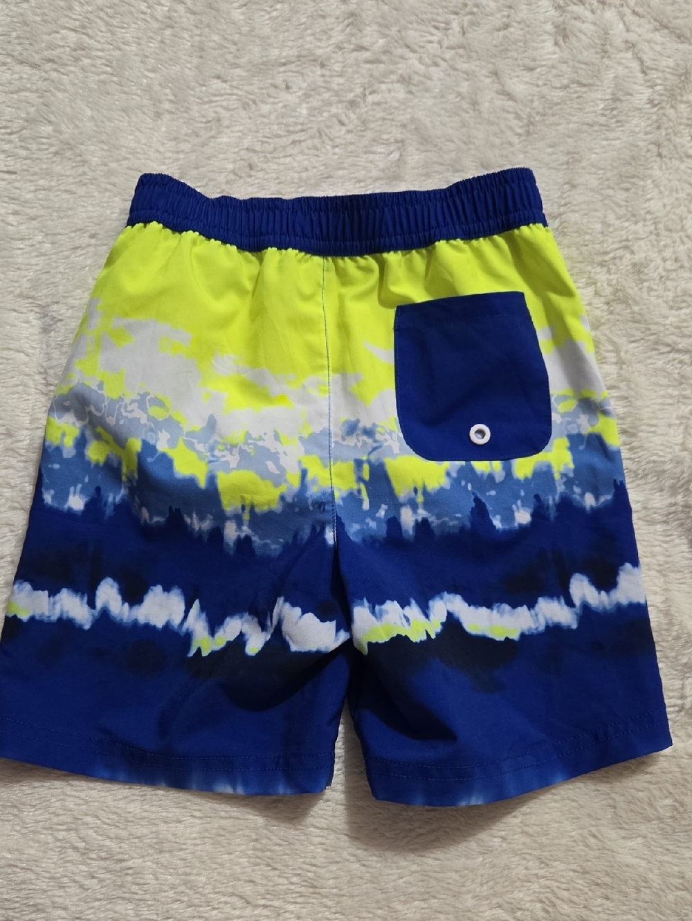 wonder nation Neon Yellow, Blue & White Tie-Dye Swim Shorts - Picture 3 of 7
